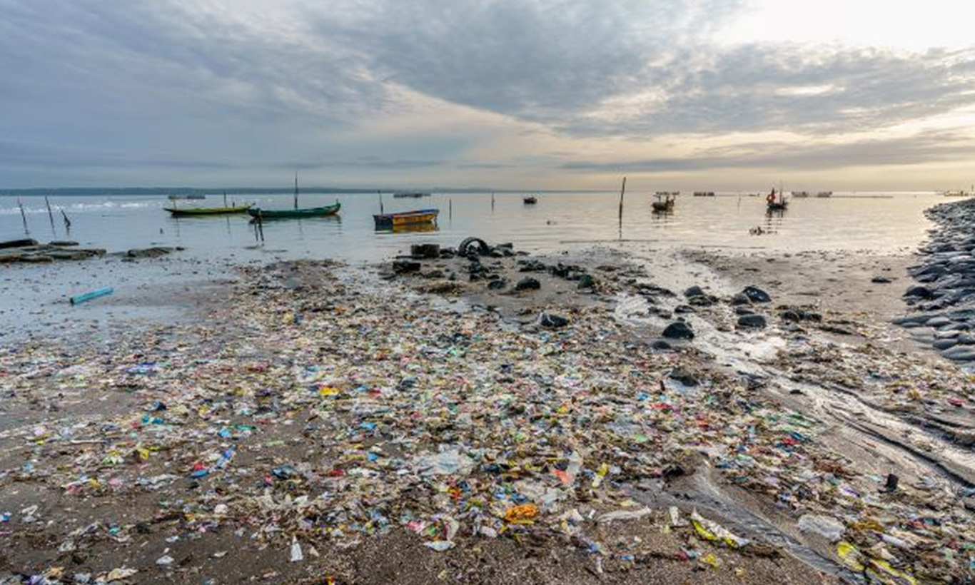 Pollution on the ocean shoreline